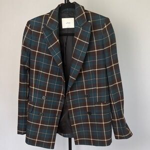 Wilfred Teal and Brown Plaid Blazer